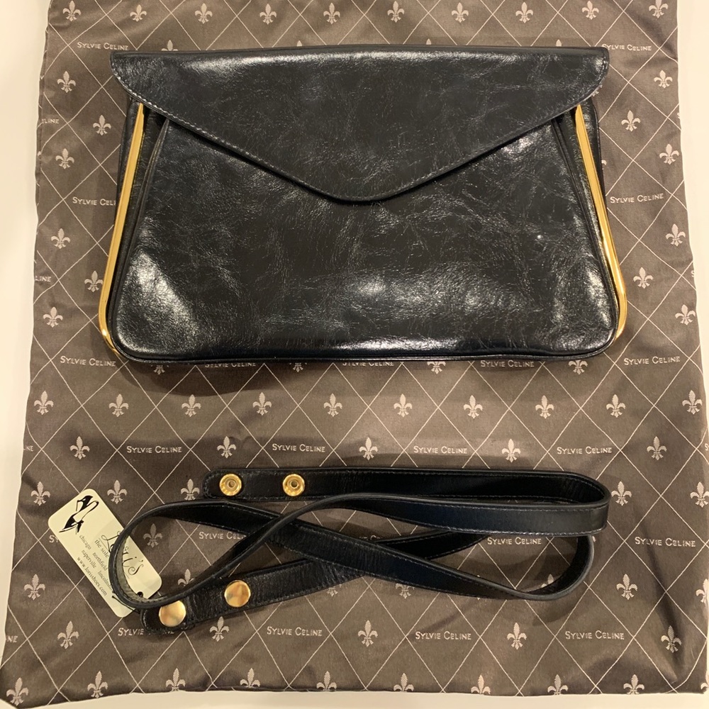 Sylvie Celine Black Leather Clutch